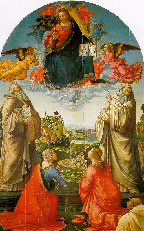 Domenico Ghirlandaio Christ in Heaven with Four Saints and a Donor Germany oil painting art